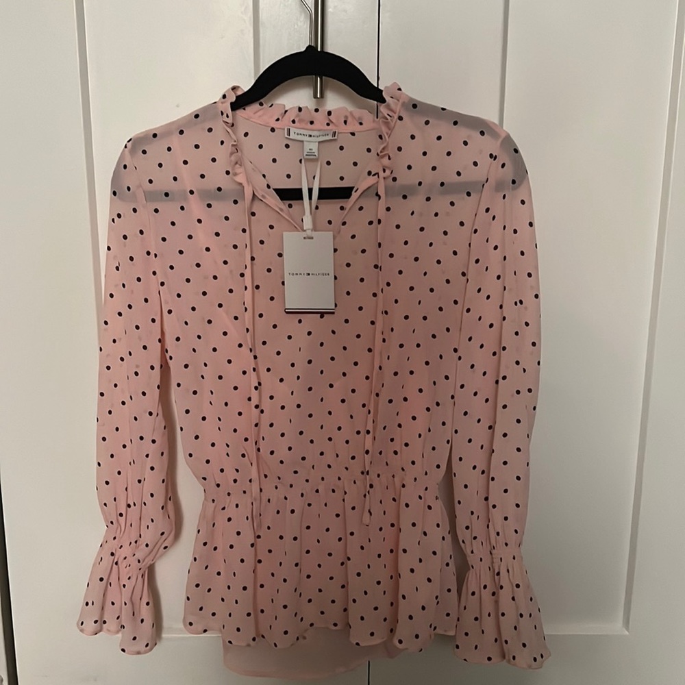Lovely brand new, never worn, blush Polk a Dot, Ralph Lauren blouse!